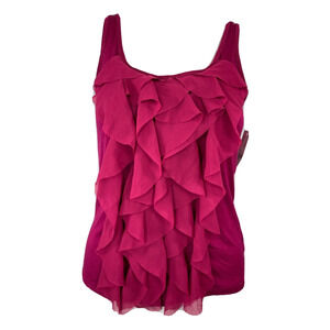 NWT New York & Company Blouse Womens Sz XS Magenta Pink‎ Ruffle Front Tank Cami